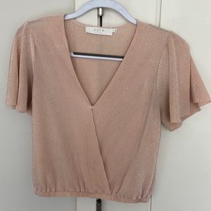 ASTR The Label Short Sleeve Plisse Top - New Women | Color: Pink | Size: S